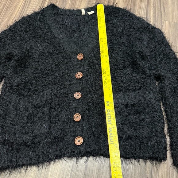 Moth by anthropologie women sz S black cardigan button down shaggy cozy - Picture 7 of 7